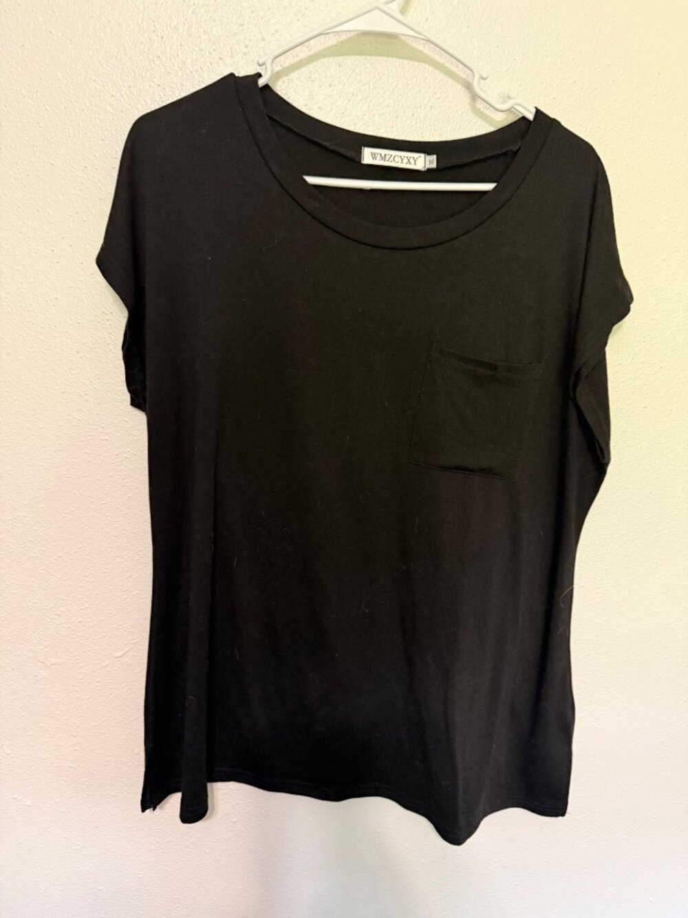 Wmzcyxy Knit Top Black Cap Sleeve Front Pocket Womans XL
